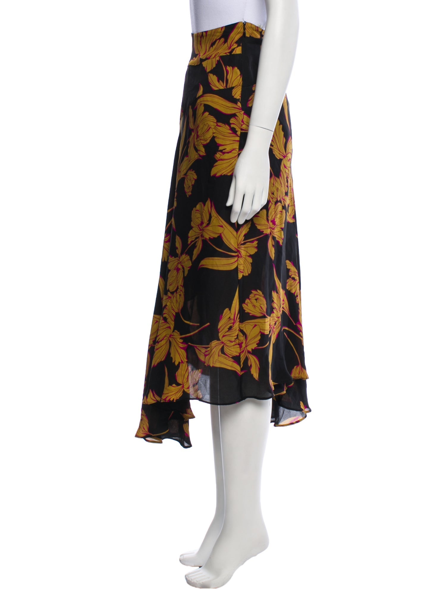 A.L.C. Silk Midi Length Skirt