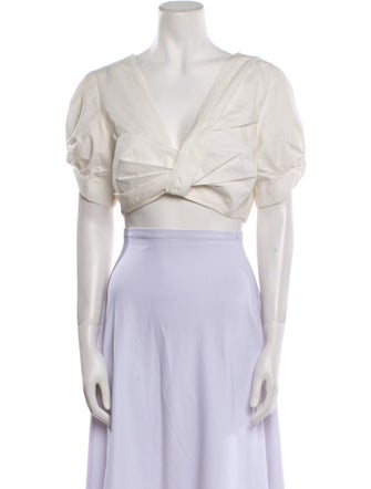 A.L.C. V-Neck Short Sleeve Crop Top