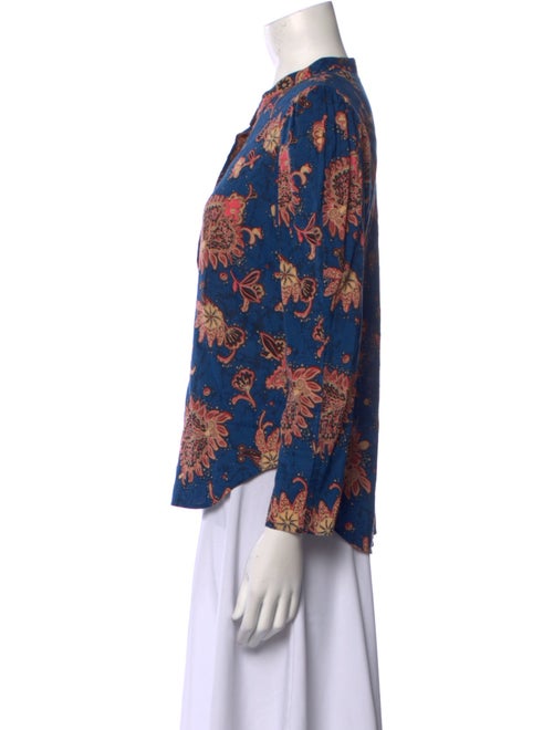 A.L.C. Floral Print Mock Neck Button-Up Top