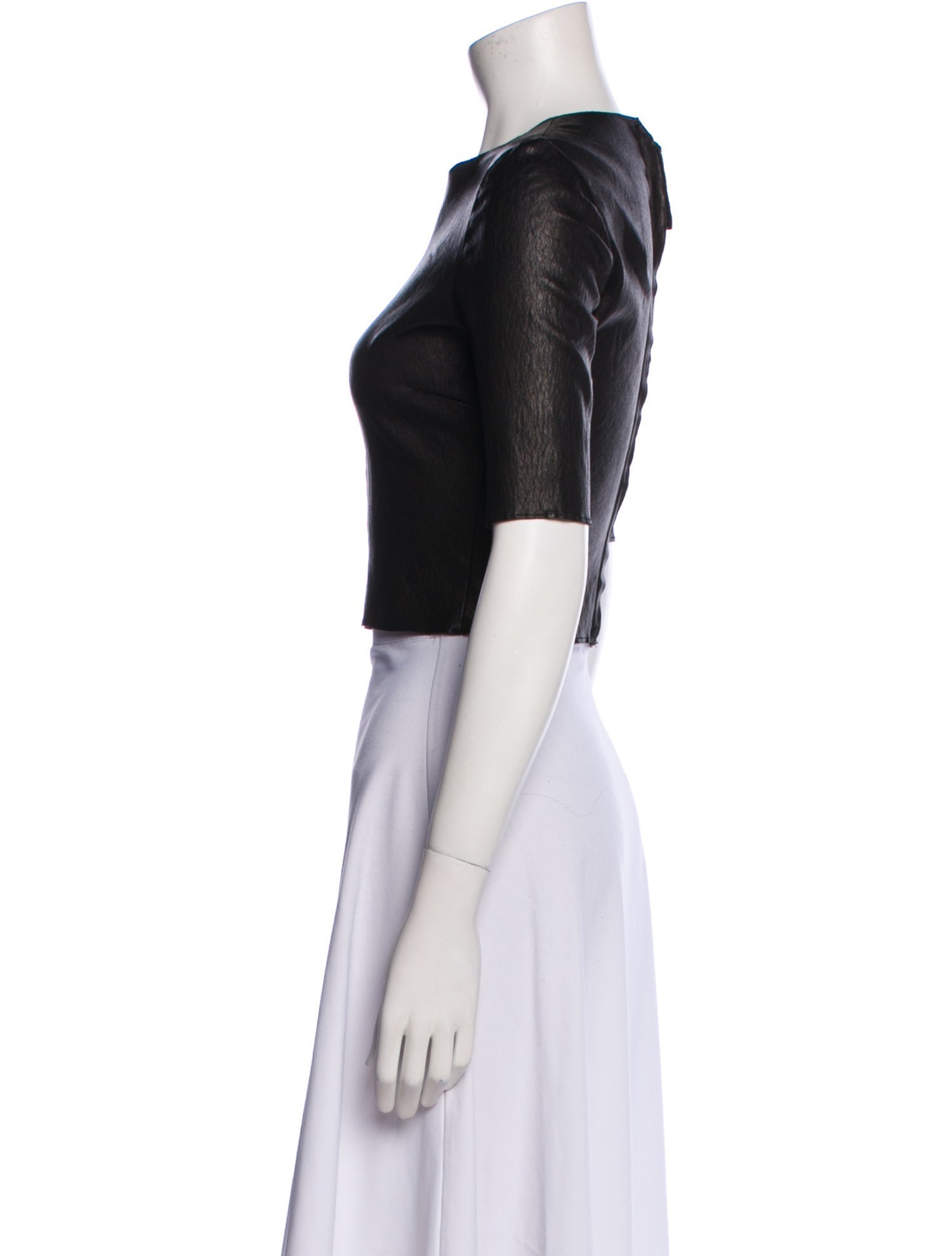 A.L.C. Lamb Leather Crew Neck Crop Top