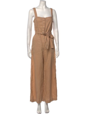 A.L.C. Linen Square Neckline Jumpsuit