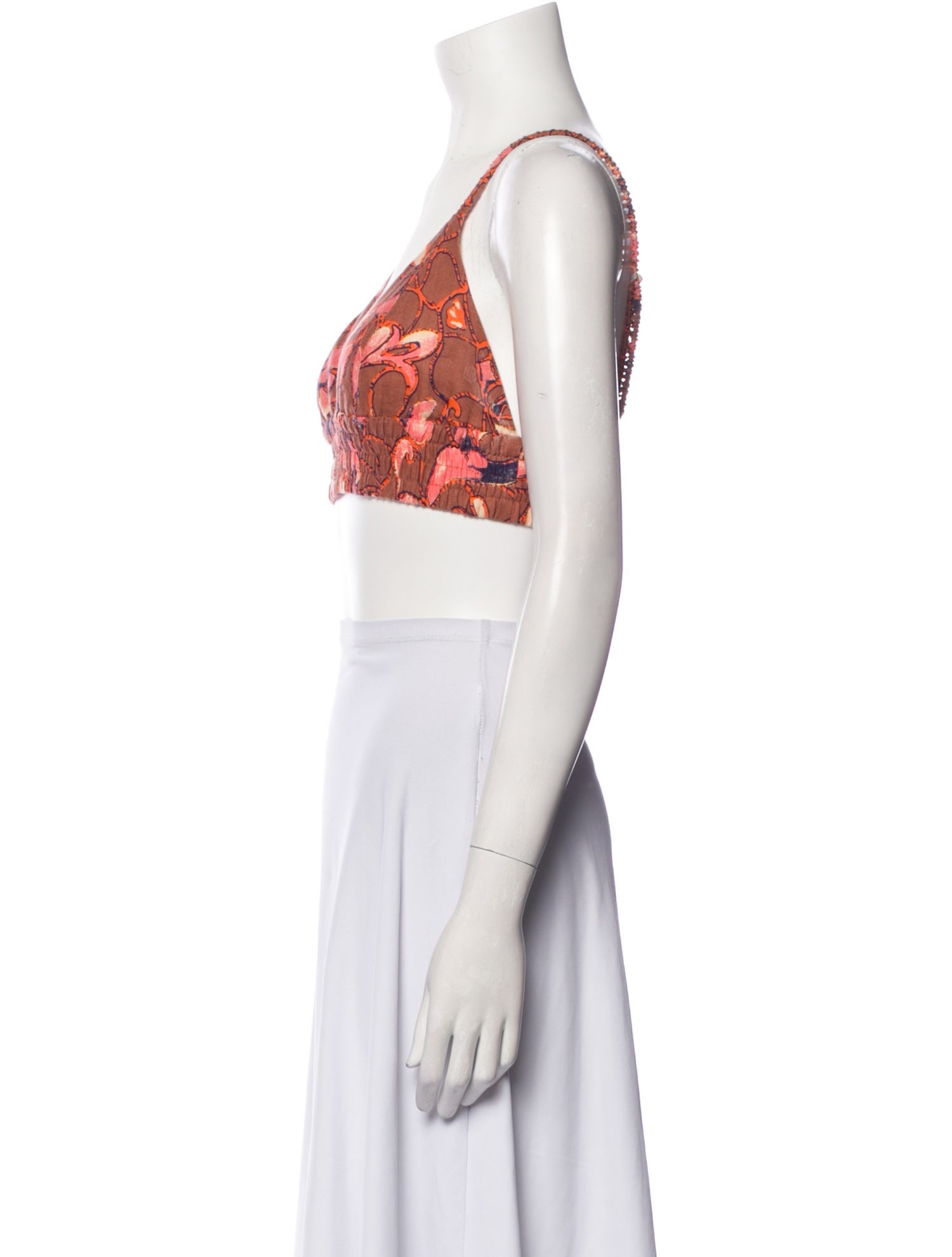 A.L.C. Linen Paisley Print Crop Top