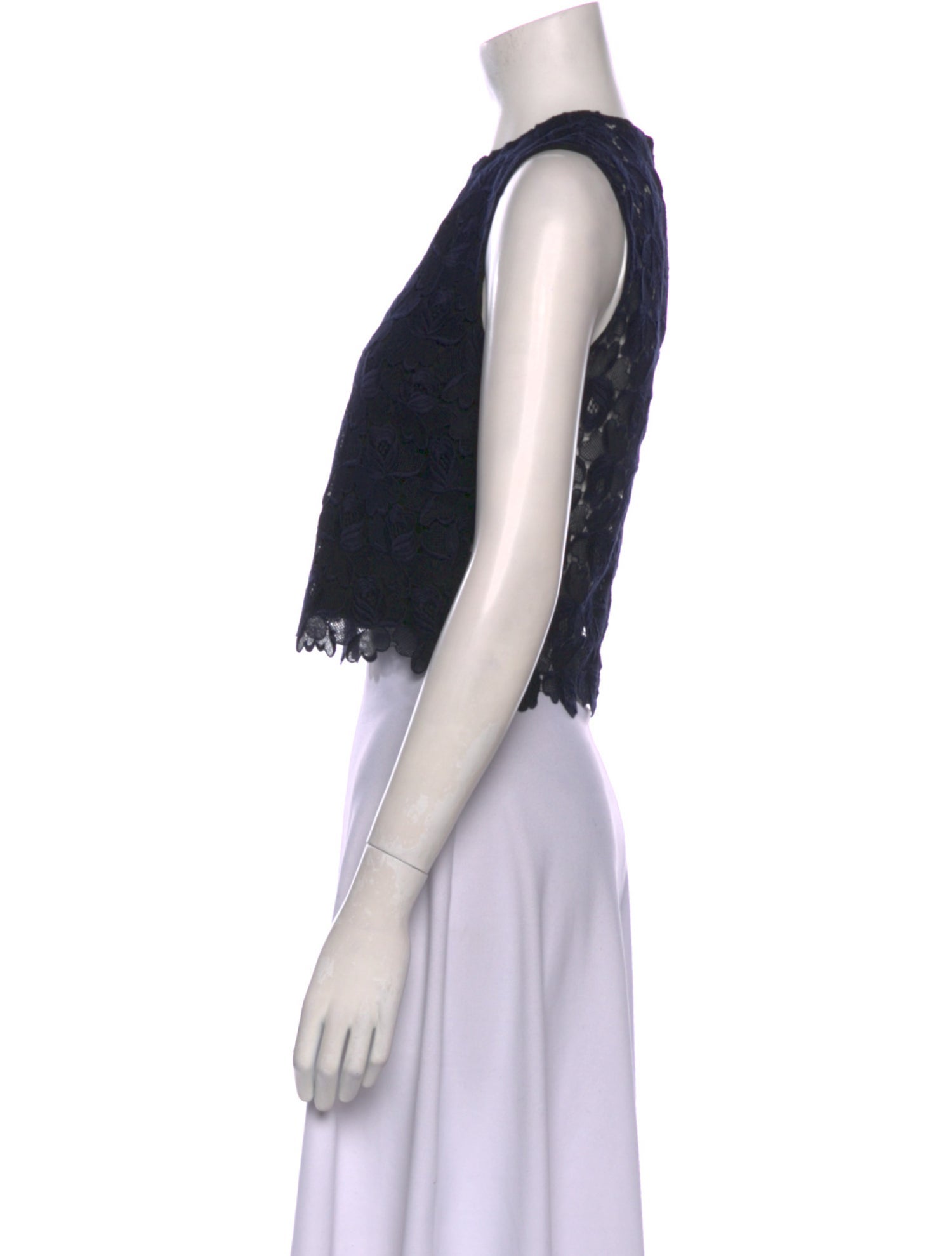 A.L.C. Lace Pattern Crew Neck Crop Top