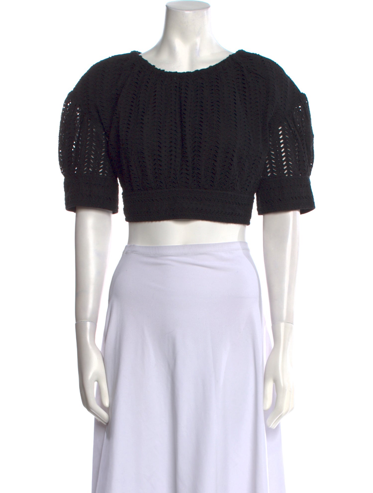 A.L.C. Bateau Neckline Short Sleeve Crop Top