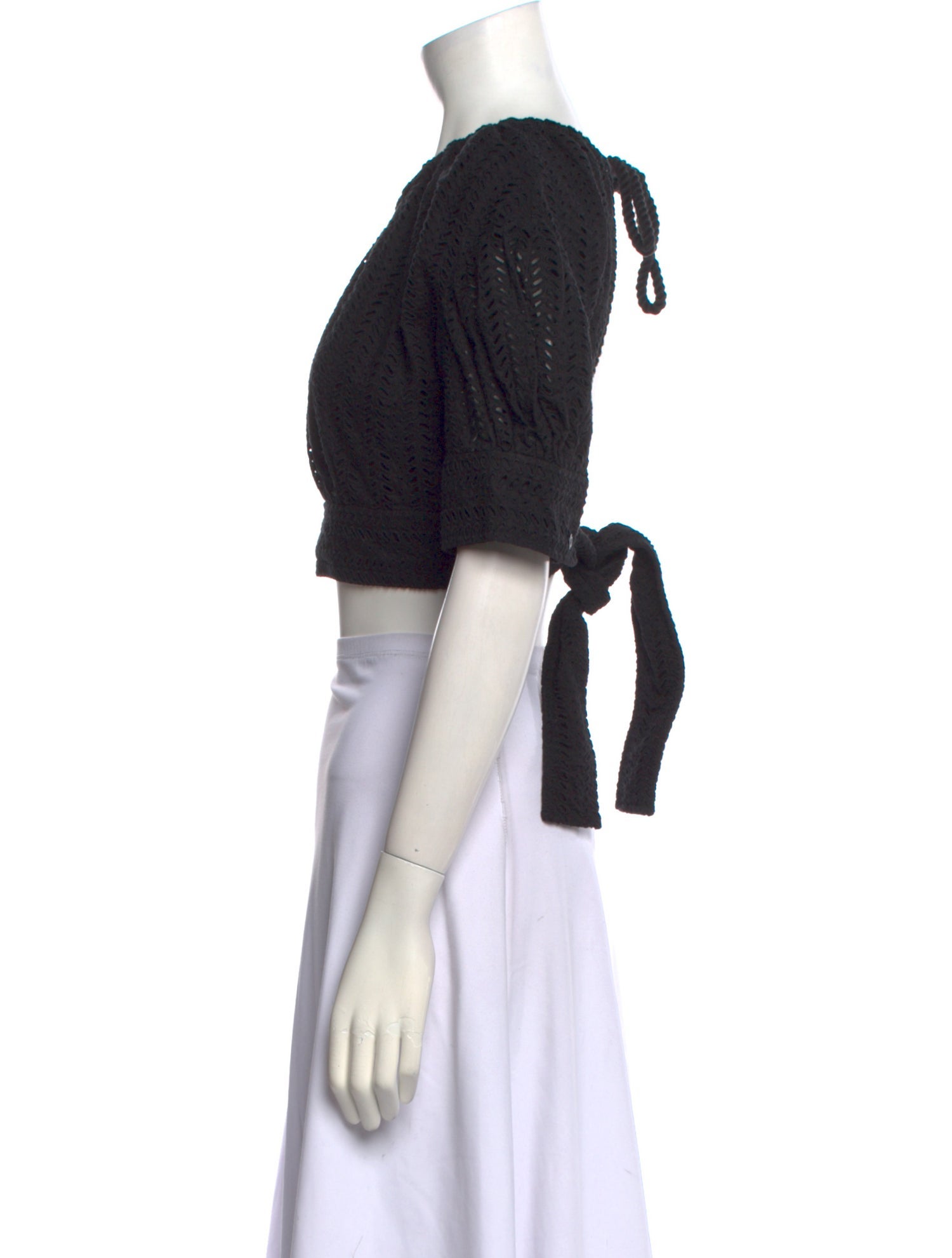 A.L.C. Bateau Neckline Short Sleeve Crop Top