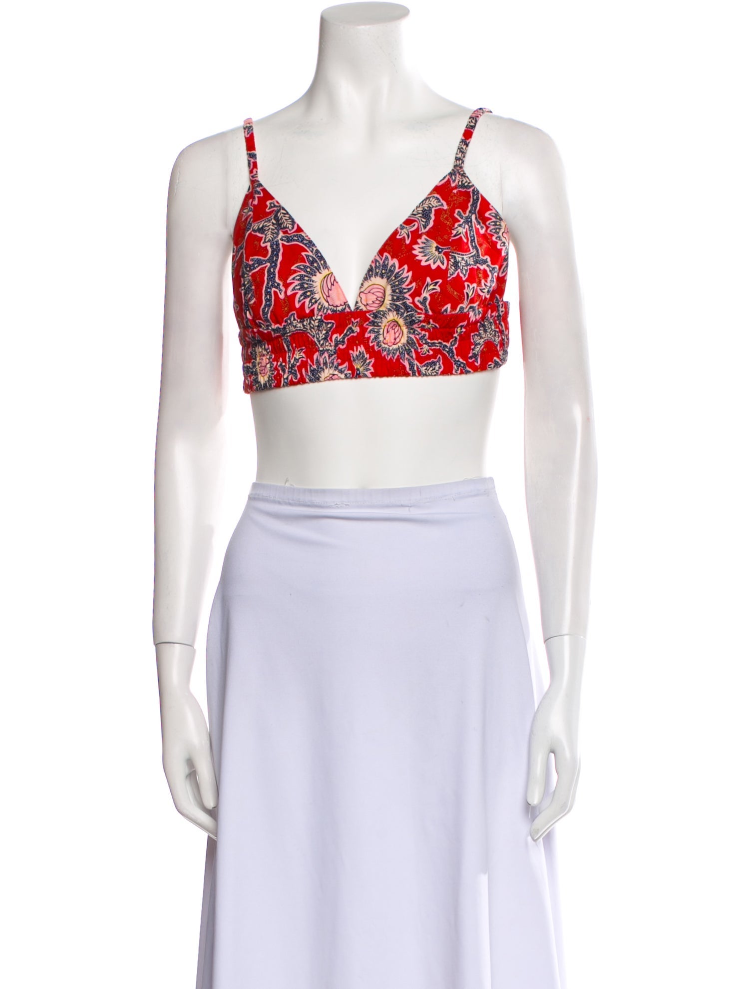 A.L.C. Printed V-Neck Crop Top