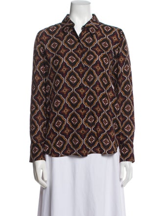A.L.C. Silk Printed Button-Up Top