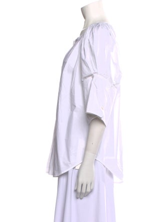 A.L.C. V-Neck Three-Quarter Sleeve Button-Up Top