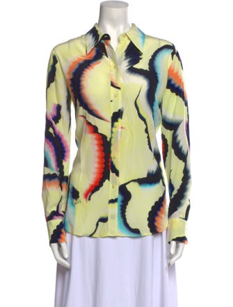 A.L.C. Silk Printed Button-Up Top