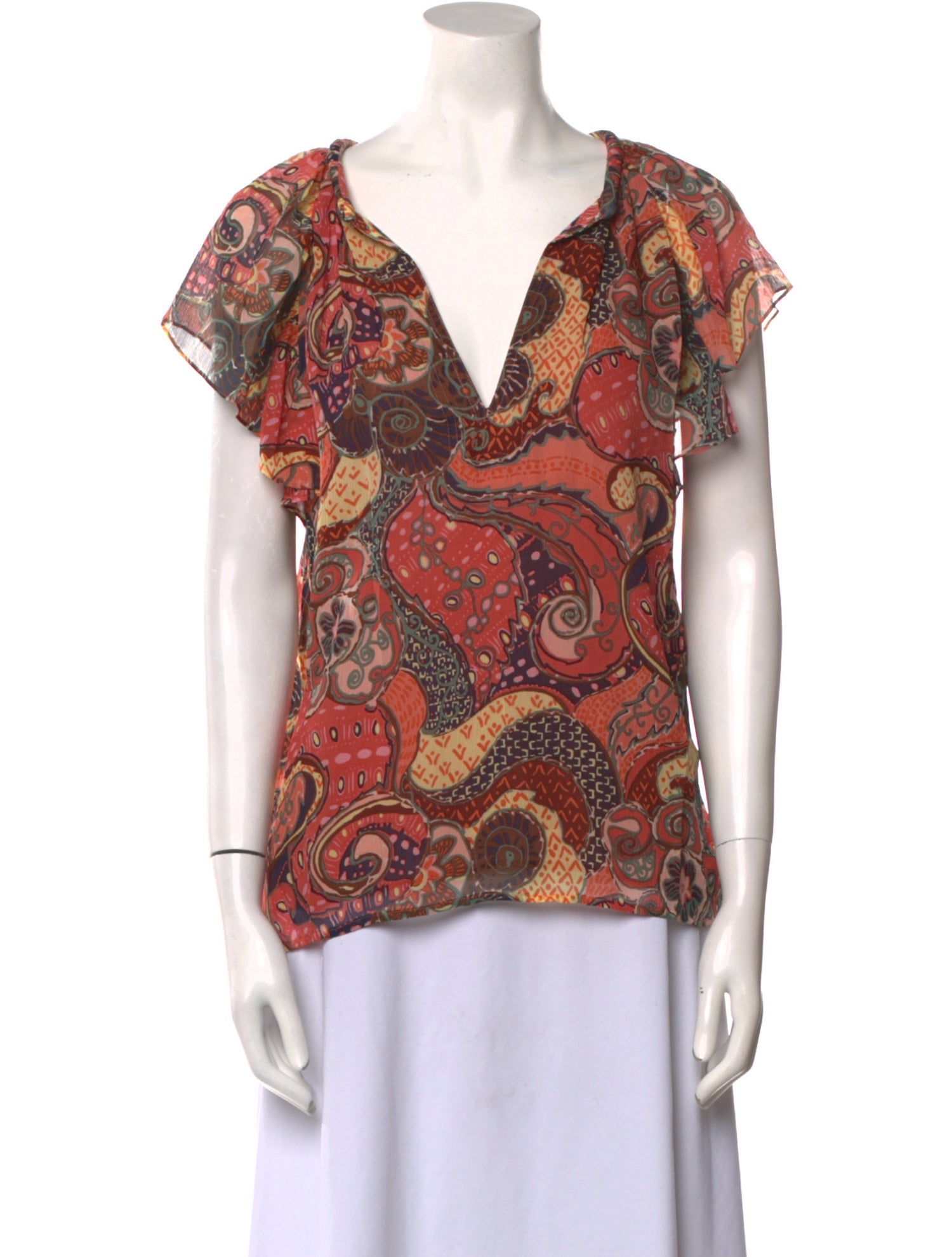 A.L.C. Silk Paisley Print Blouse