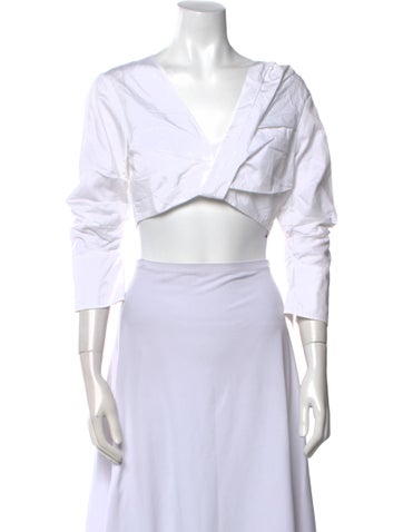 A.l.c. Tops V-Neck Three-Quarter Sleeve Crop Top S