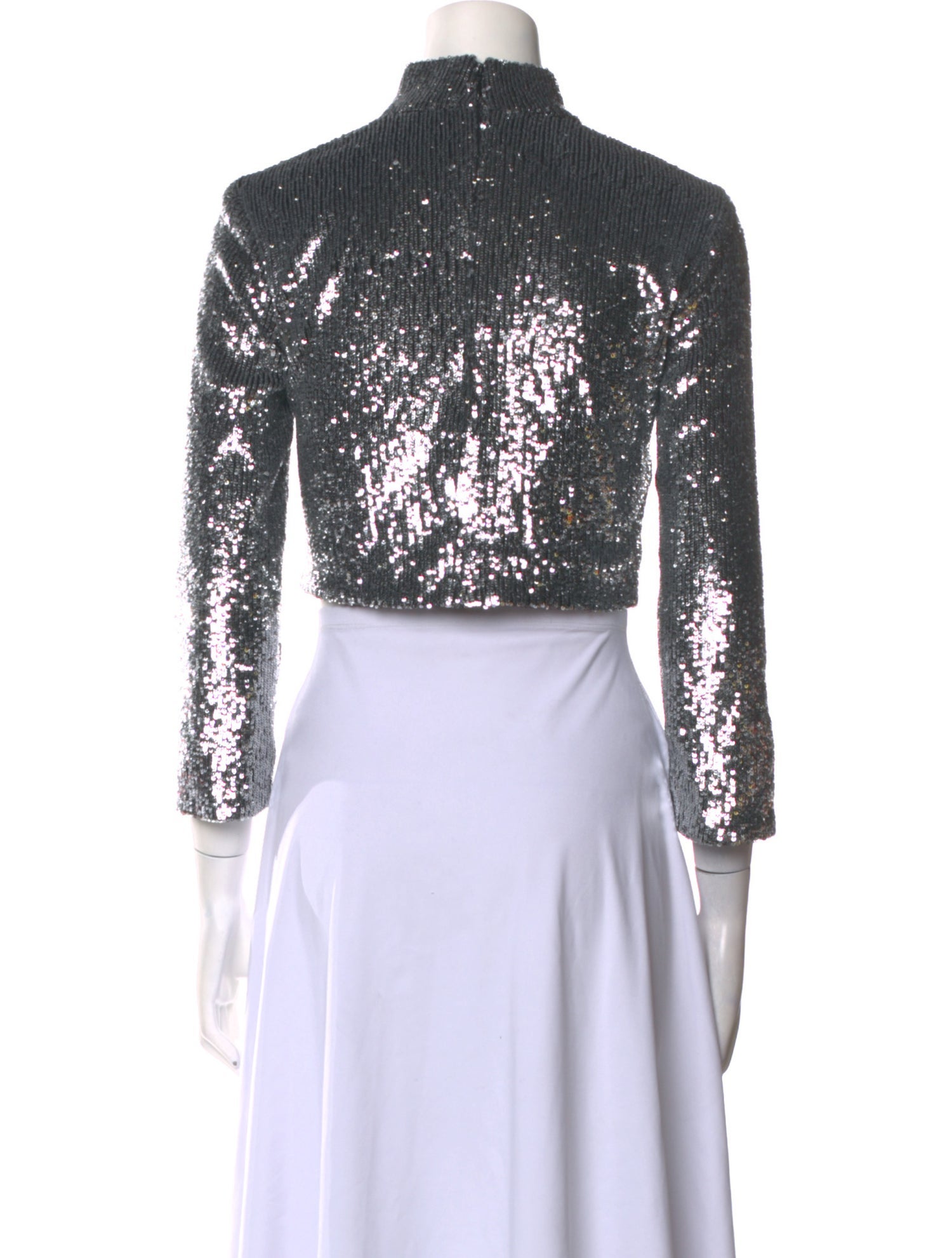 A.L.C. Mock Neck Three-Quarter Sleeve Crop Top