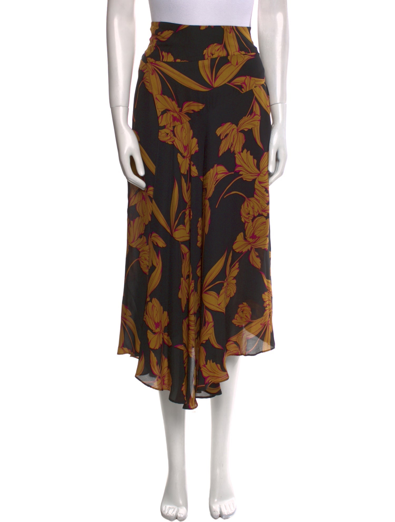 A.L.C. Silk Midi Length Skirt