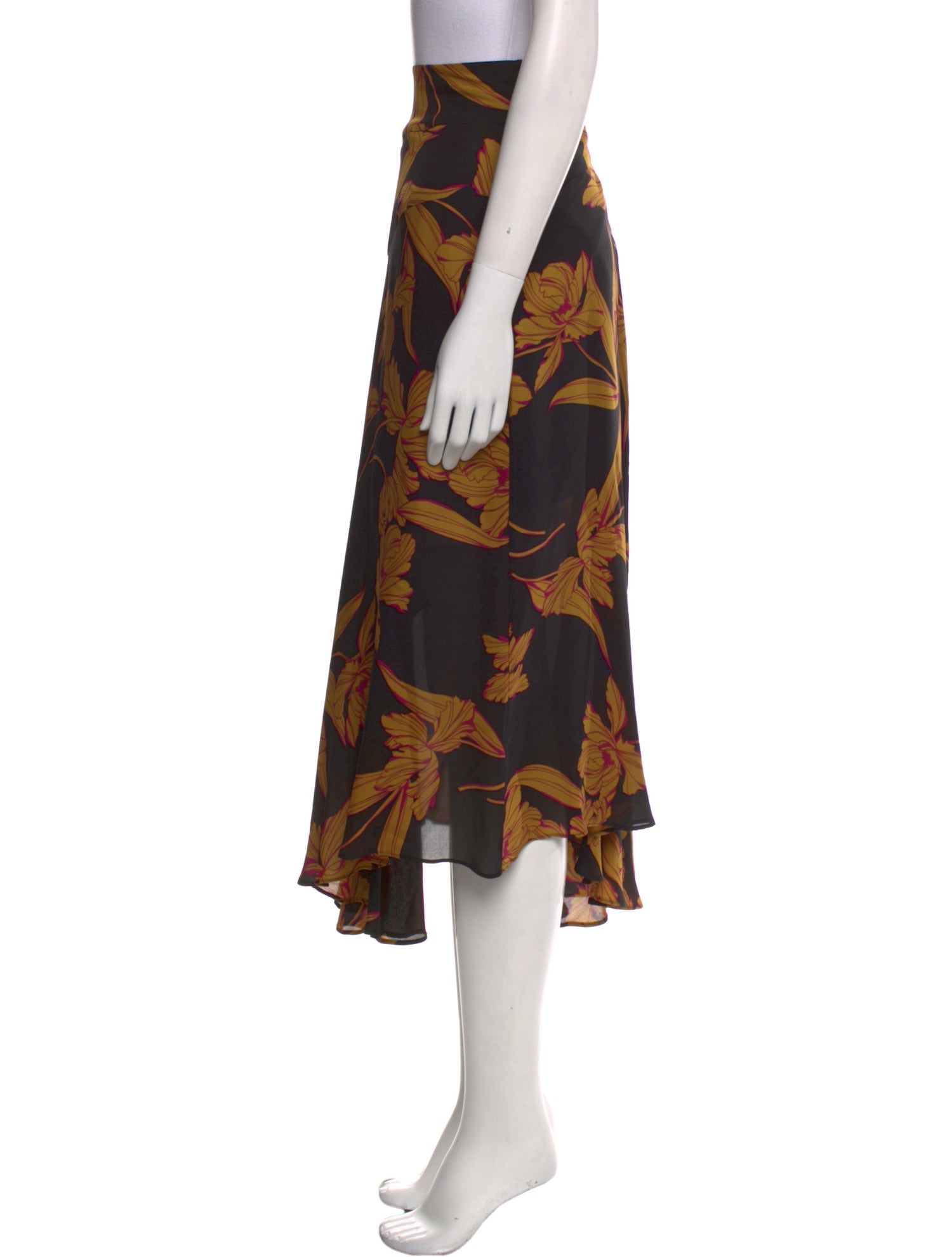 A.L.C. Silk Midi Length Skirt