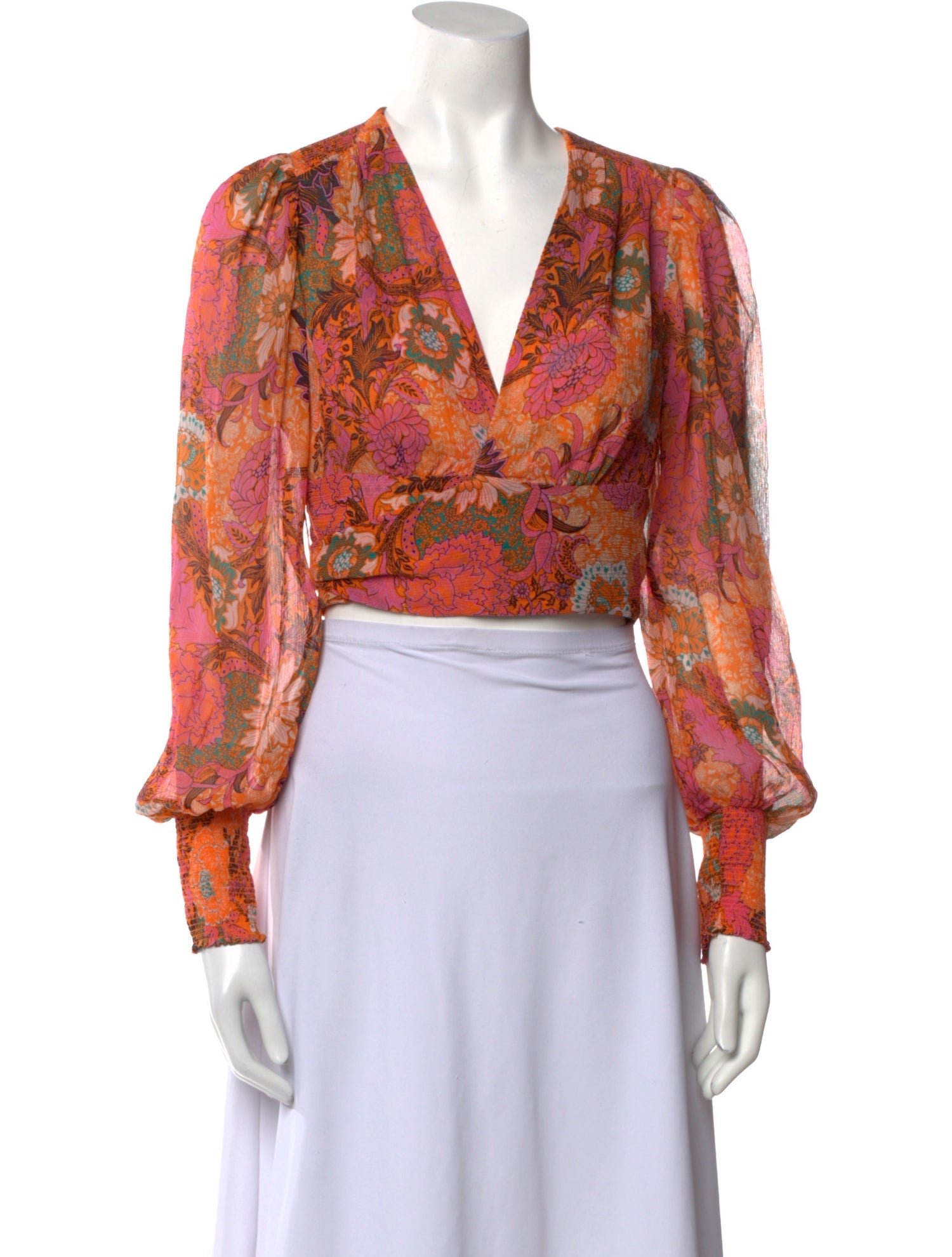 A.L.C. Silk Floral Print Crop Top