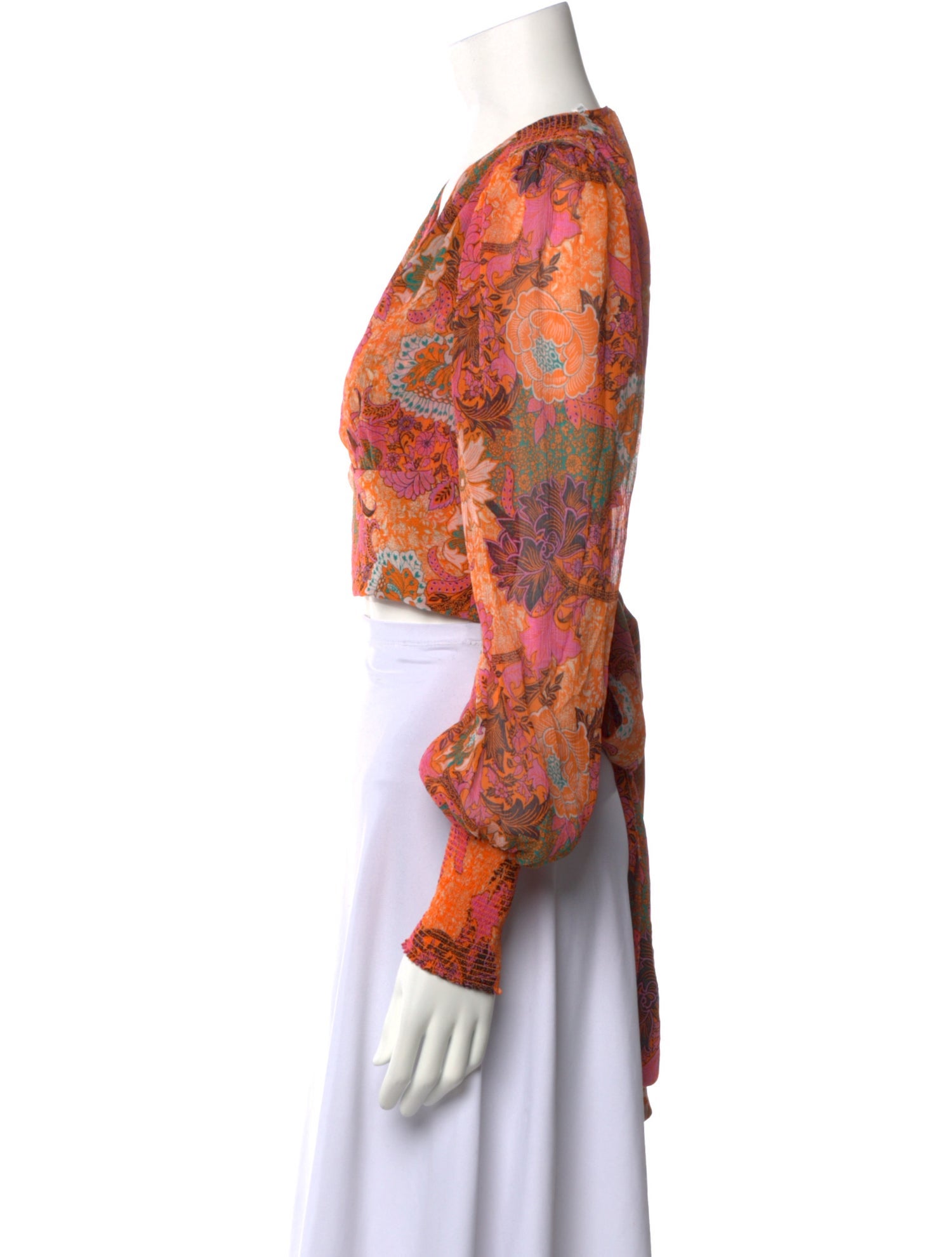 A.L.C. Silk Floral Print Crop Top