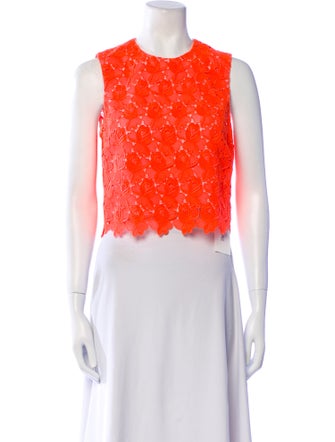 A.L.C. Lace Pattern Crew Neck Crop Top