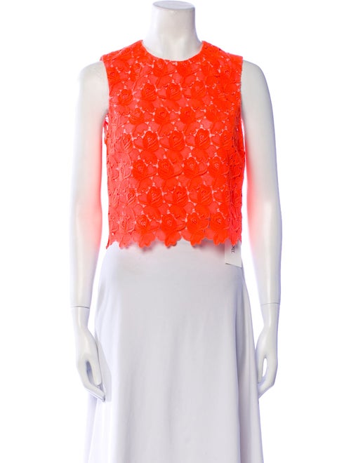 A.L.C. Lace Pattern Crew Neck Crop Top