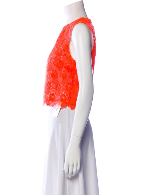 A.L.C. Lace Pattern Crew Neck Crop Top