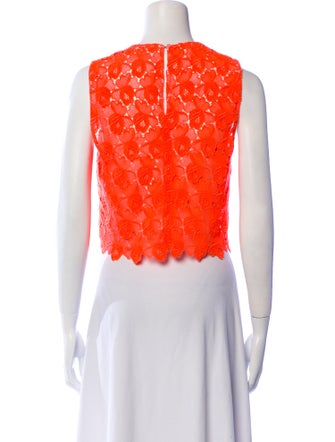 A.L.C. Lace Pattern Crew Neck Crop Top