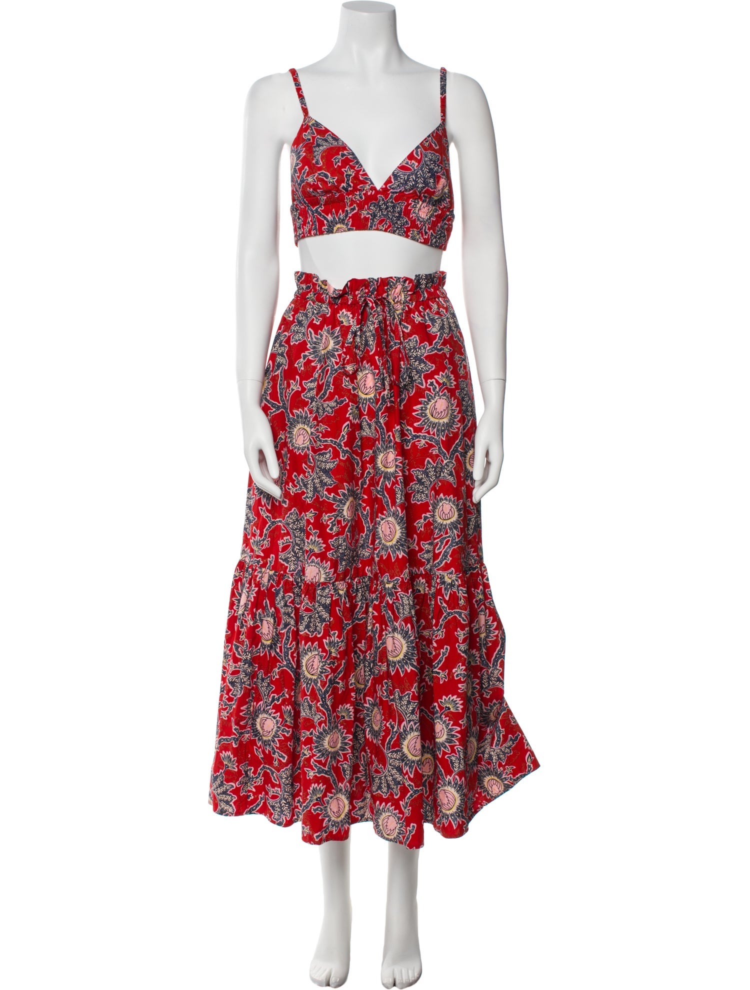A.L.C. Floral Print Ruffle Embellishment Skirt Set