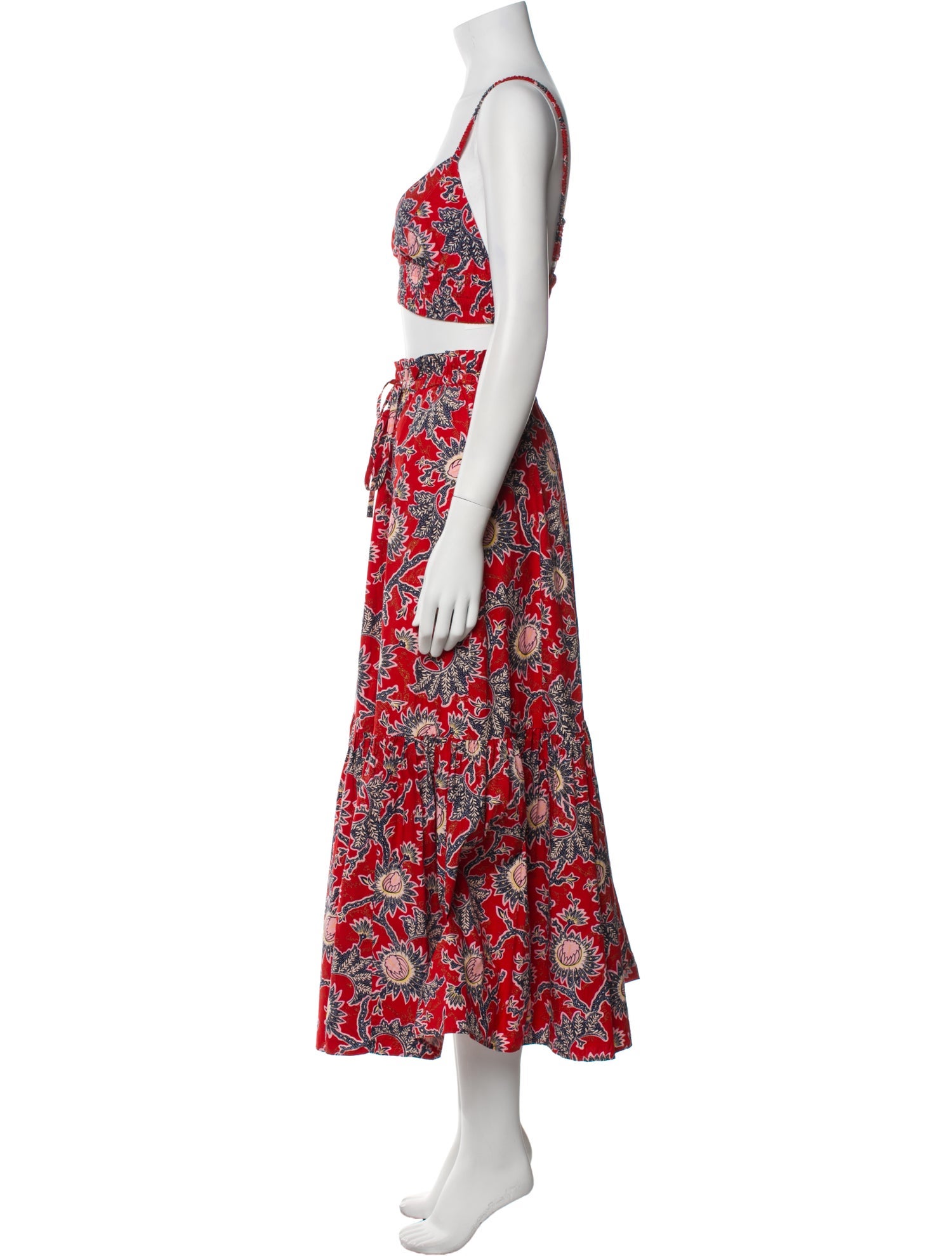 A.L.C. Floral Print Ruffle Embellishment Skirt Set