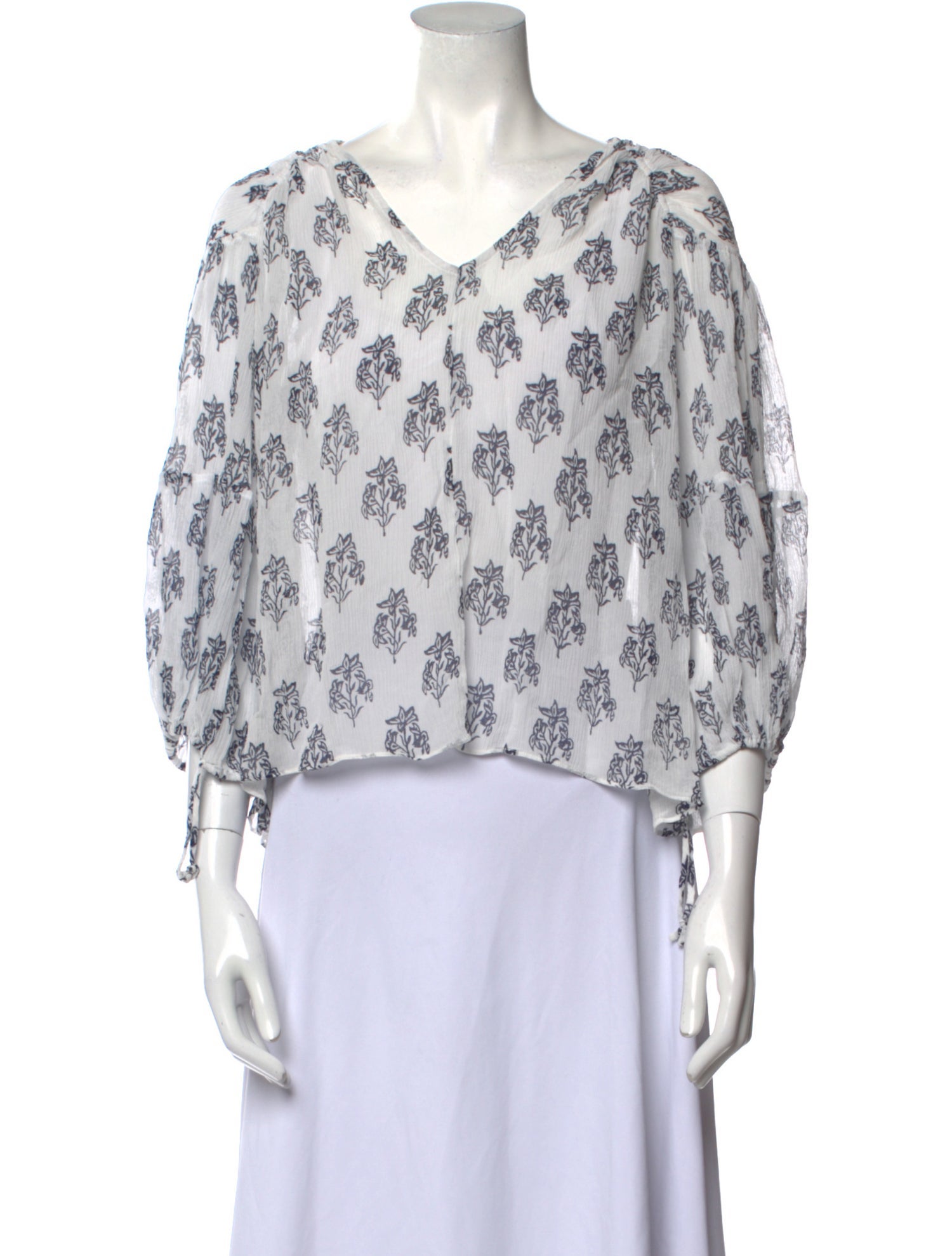 A.L.C. Floral Print V-Neck Crop Top