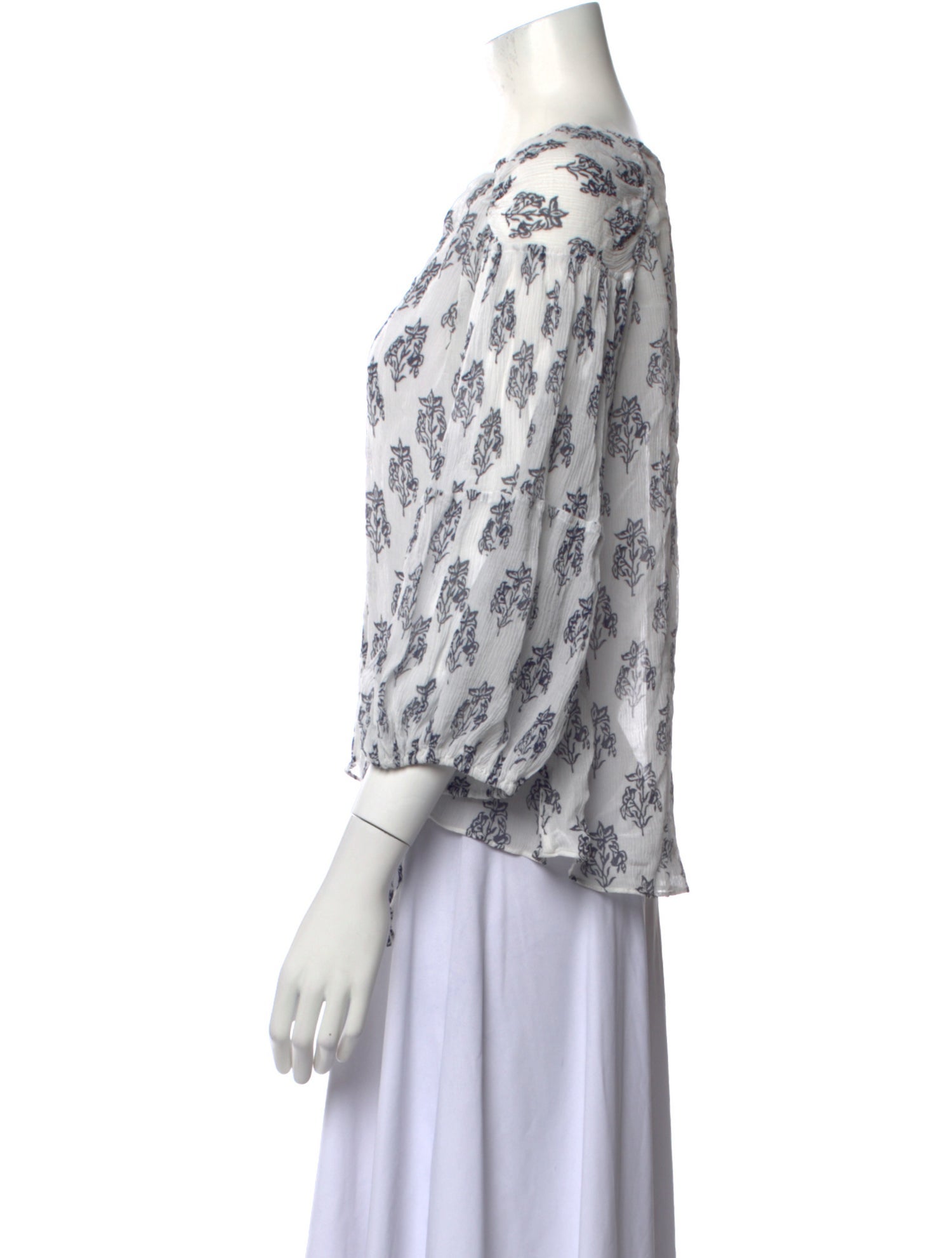 A.L.C. Floral Print V-Neck Crop Top