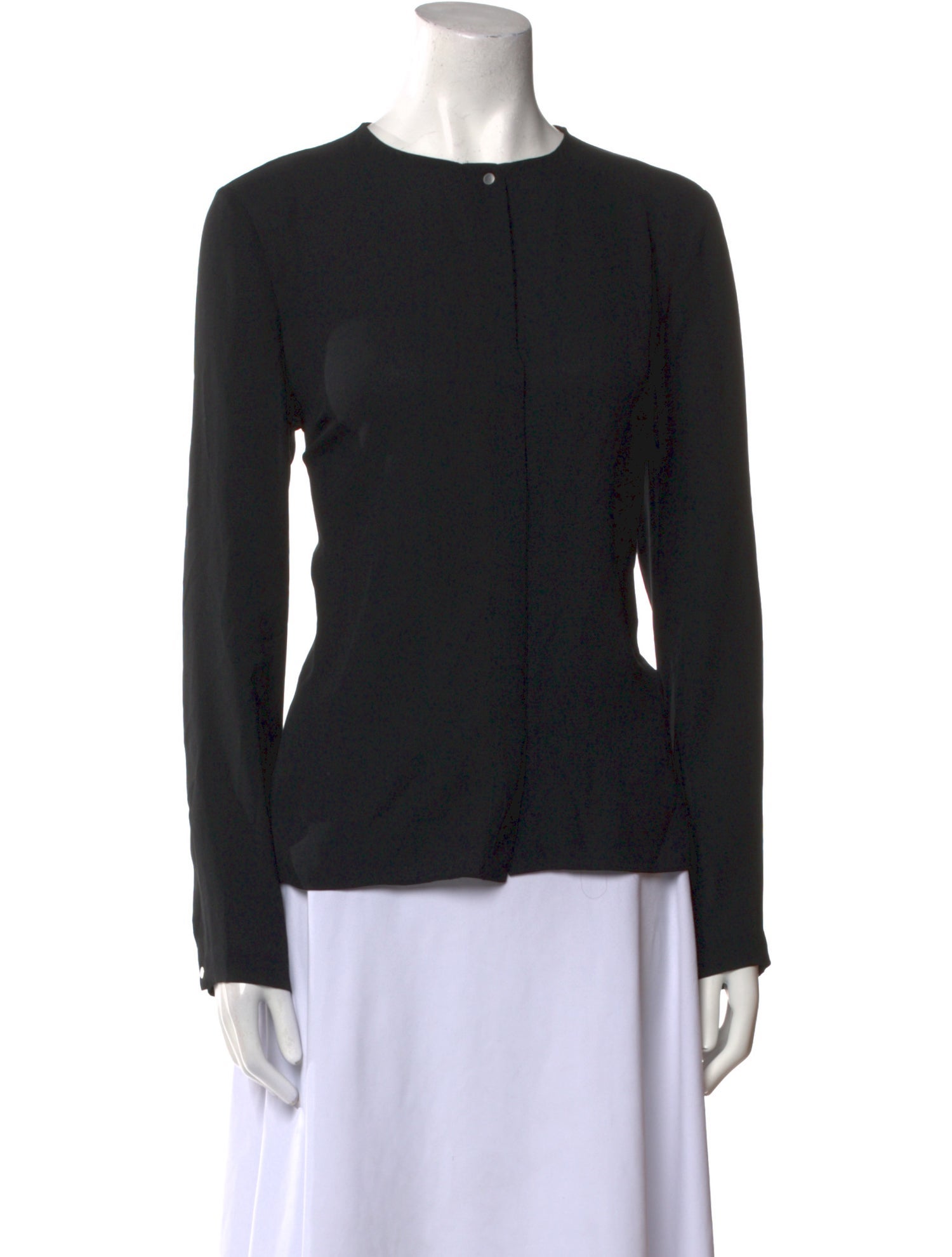 A.L.C. Silk Crew Neck Button-Up Top