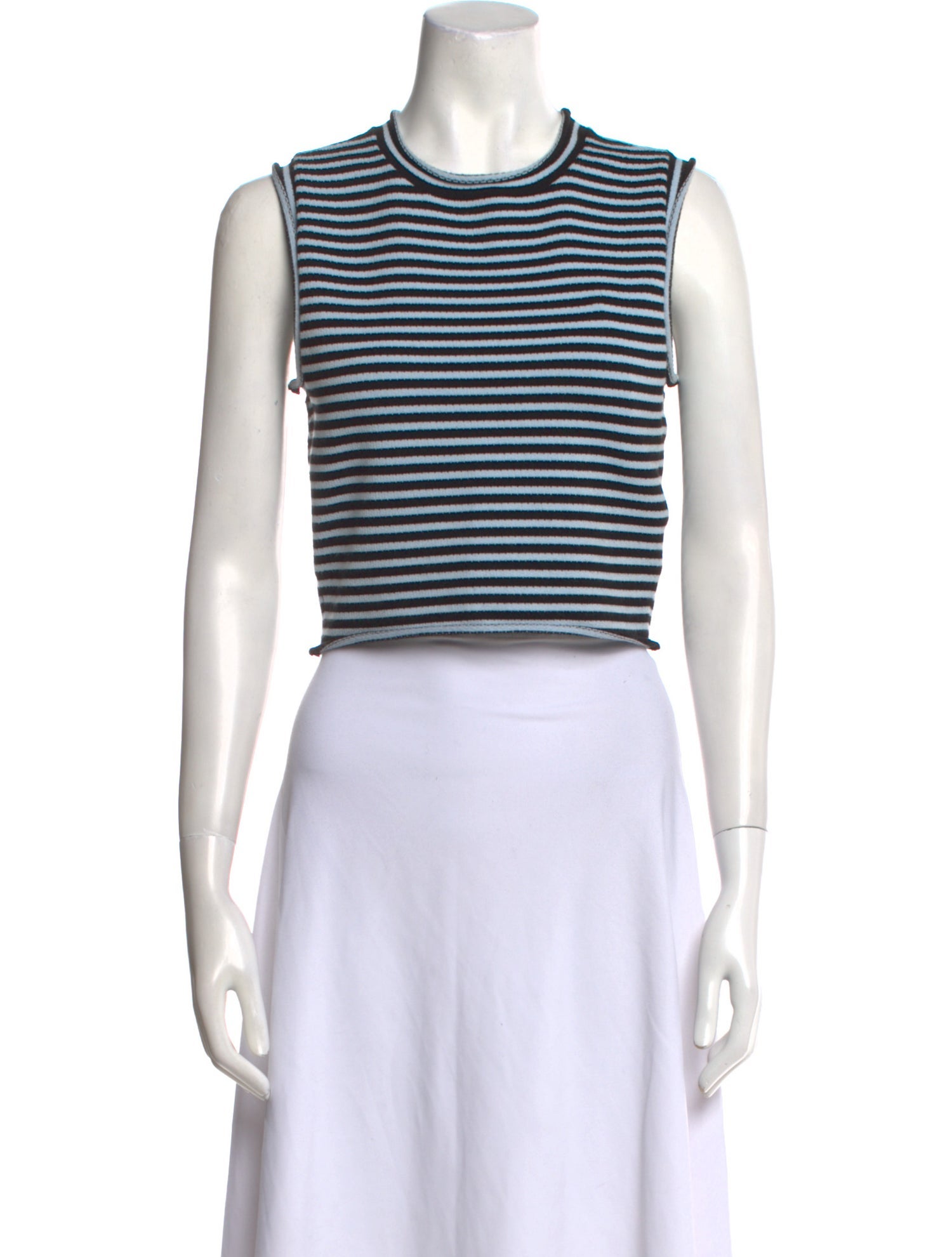 A.L.C. Striped Crew Neck Crop Top