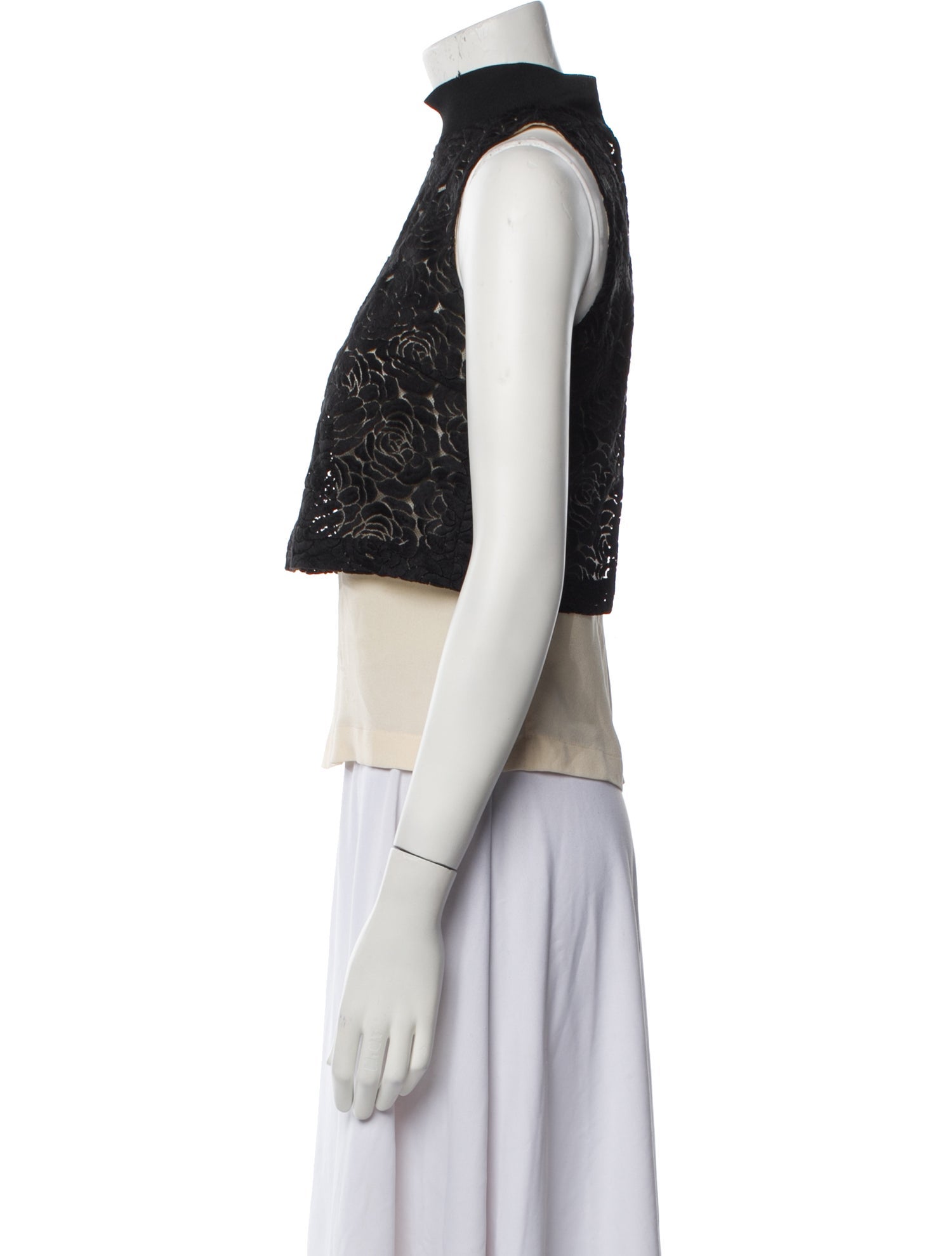 A.L.C. Lace Pattern Mock Neck Crop Top