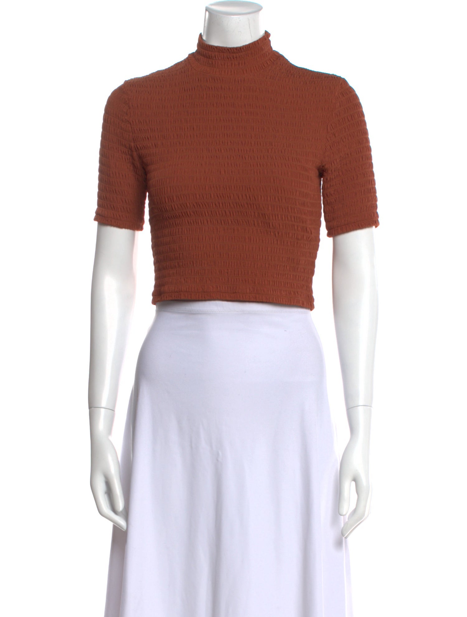 A.L.C. Mock Neck Short Sleeve Crop Top