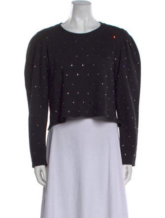A.L.C. Polka Dot Print Crew Neck Crop Top