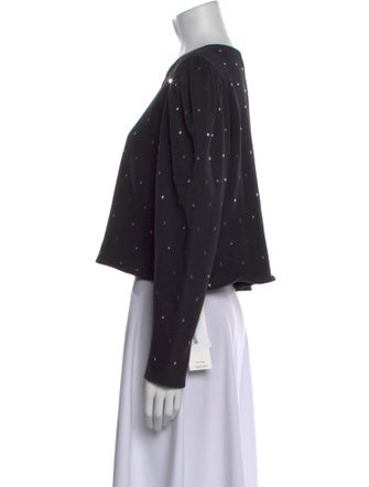 A.L.C. Polka Dot Print Crew Neck Crop Top