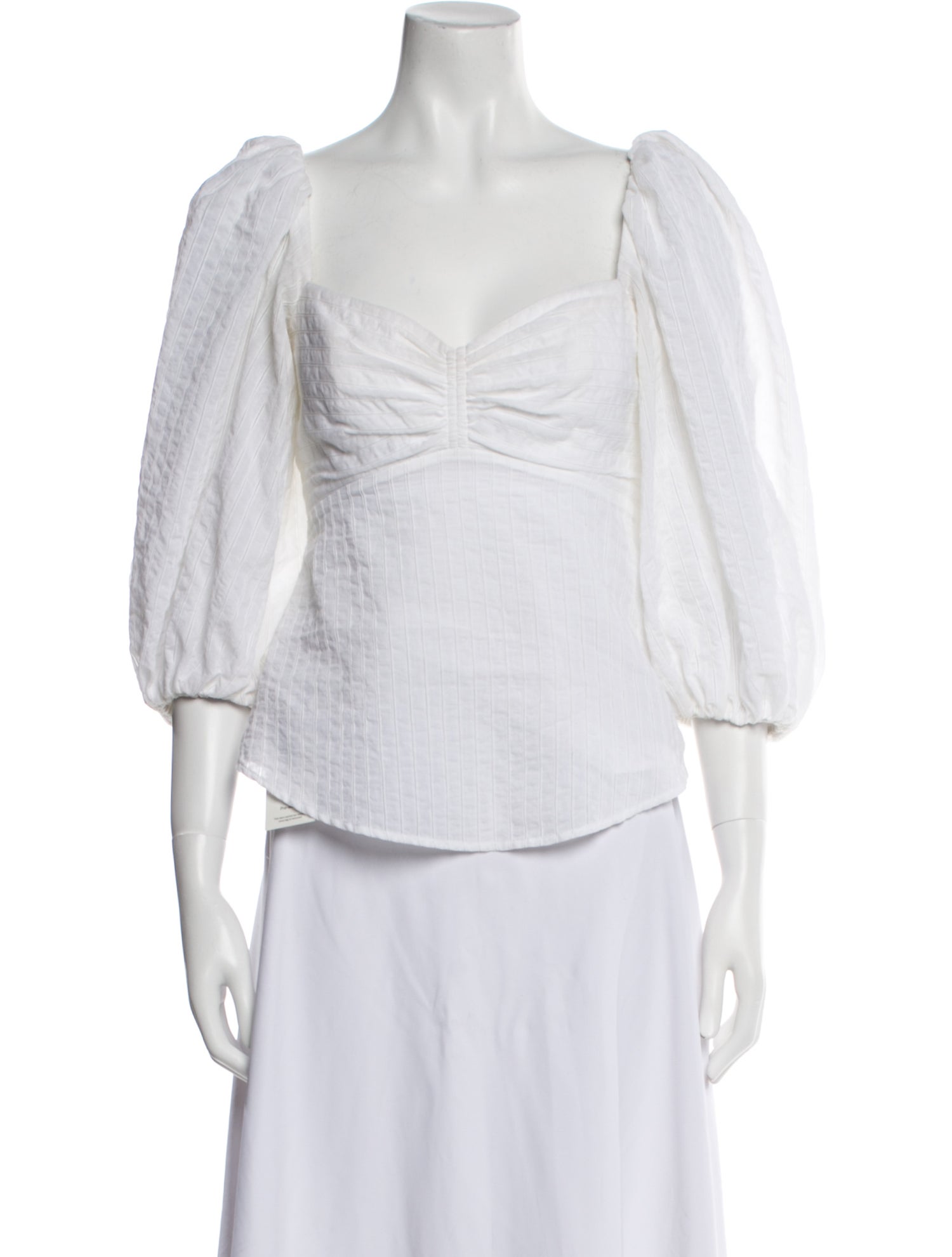 A.L.C. Square Neckline Three-Quarter Sleeve Crop Top