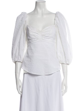 A.L.C. Square Neckline Three-Quarter Sleeve Crop Top