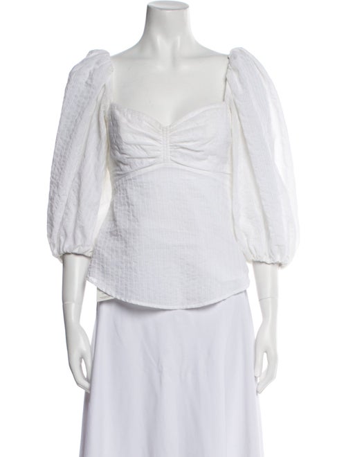 A.L.C. Square Neckline Three-Quarter Sleeve Crop Top