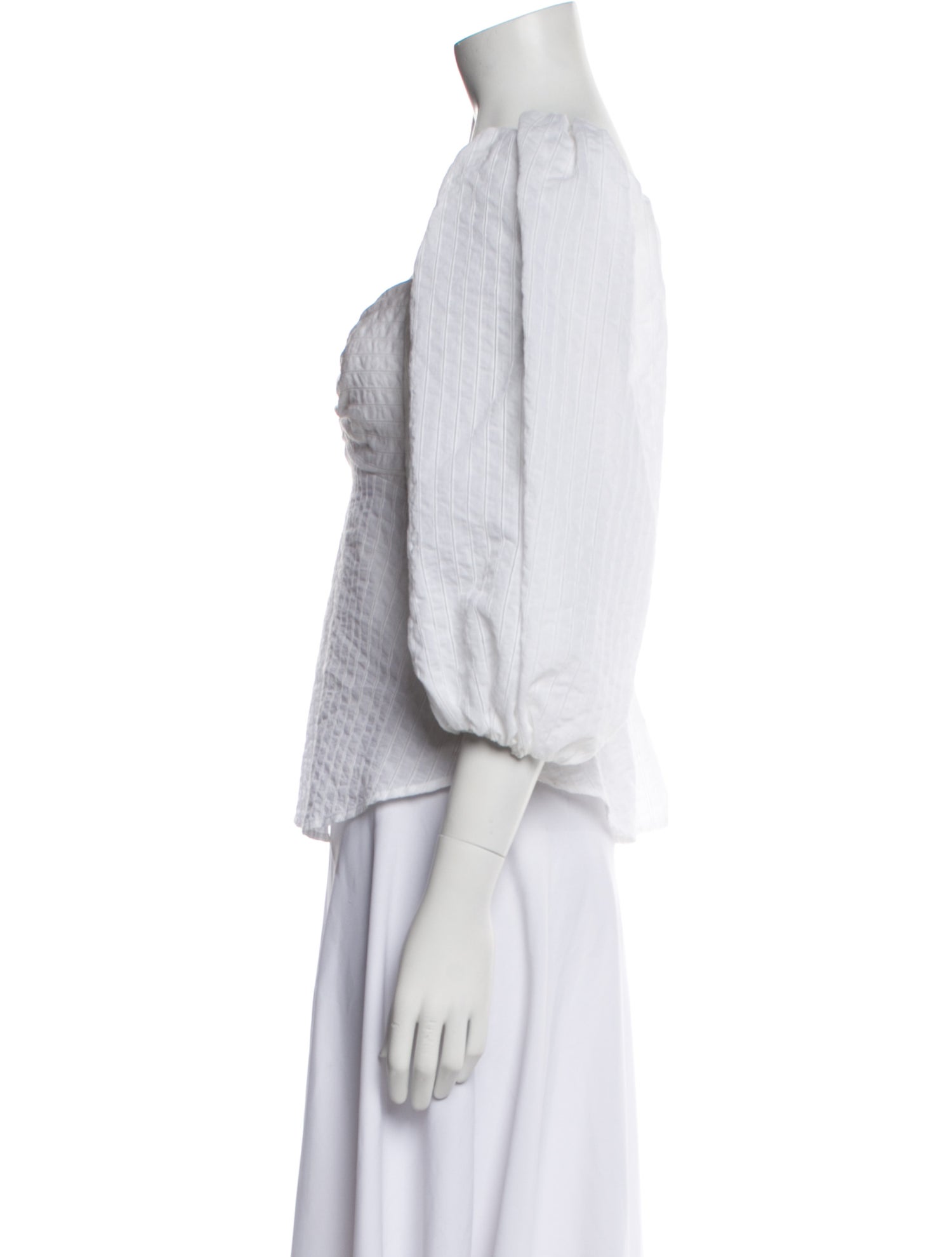 A.L.C. Square Neckline Three-Quarter Sleeve Crop Top