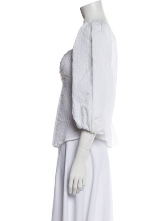 A.L.C. Square Neckline Three-Quarter Sleeve Crop Top