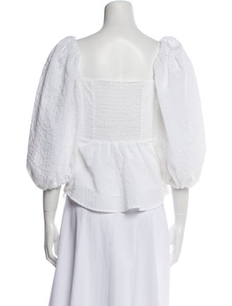 A.L.C. Square Neckline Three-Quarter Sleeve Crop Top