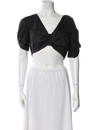 A.L.C. V-Neck Short Sleeve Crop Top