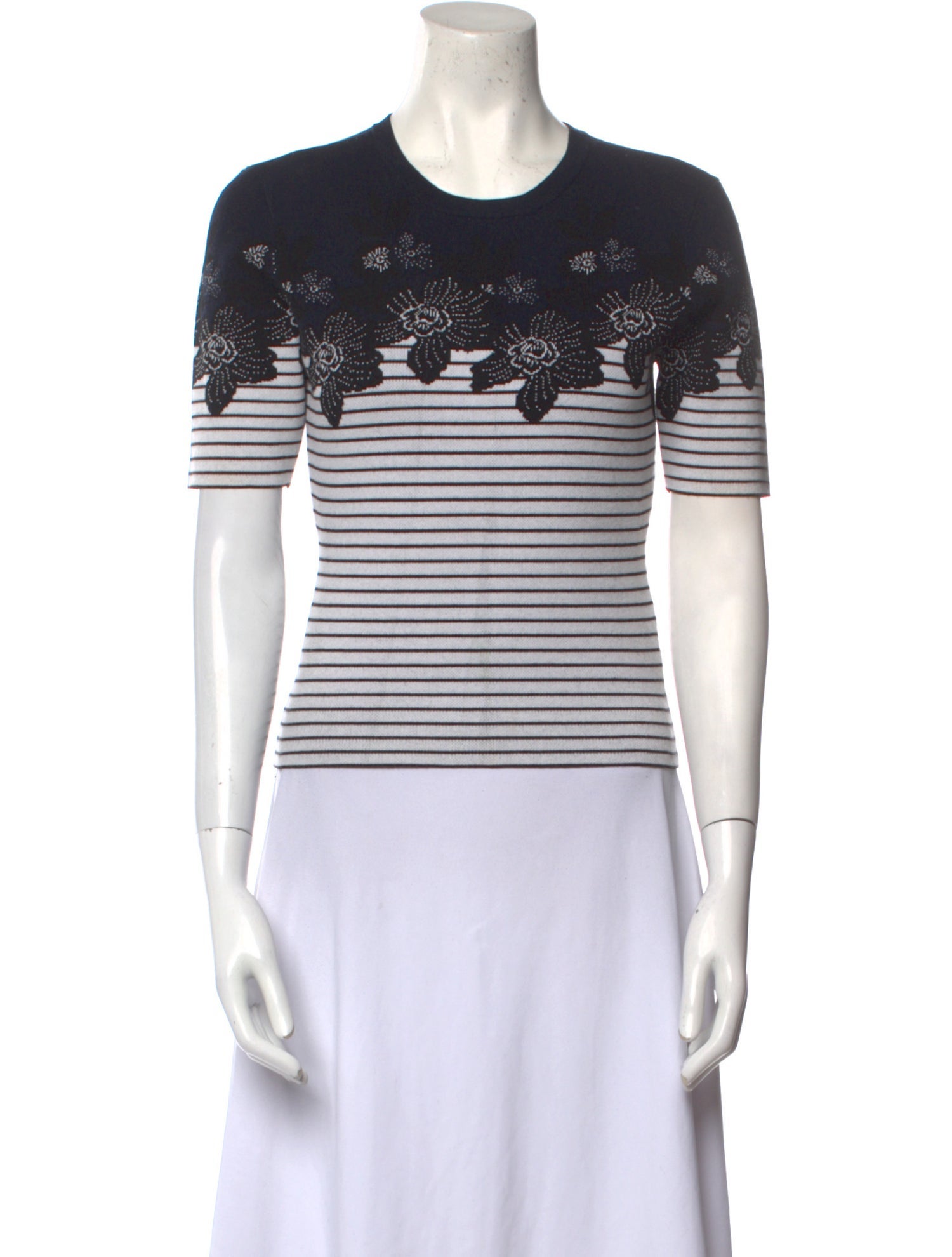 A.L.C. Striped Crew Neck Crop Top