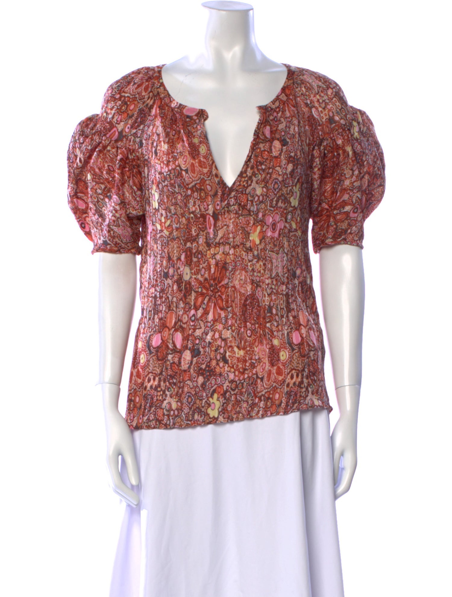 A.L.C. Printed V-Neck Polo
