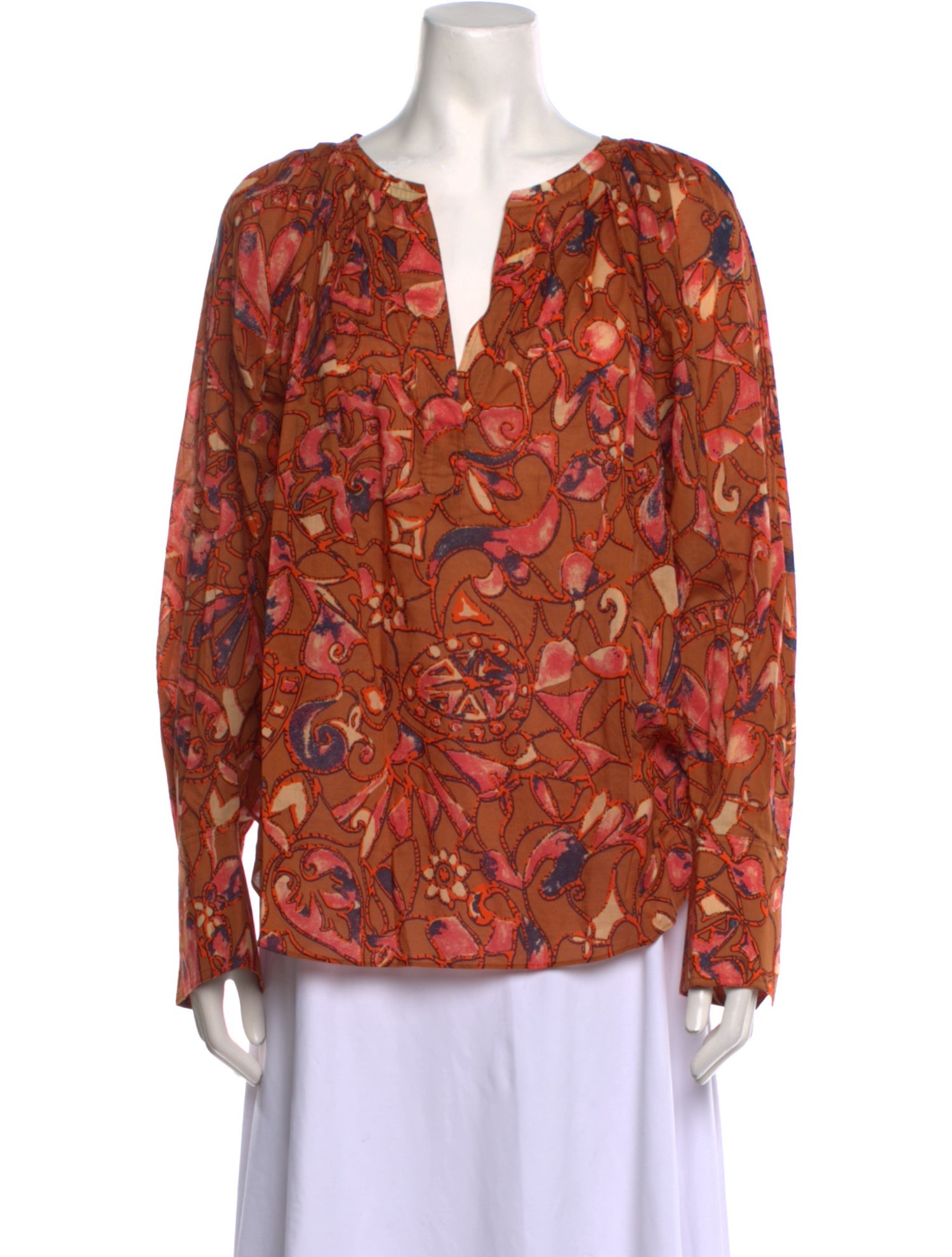 A.L.C. Floral Print V-Neck Blouse