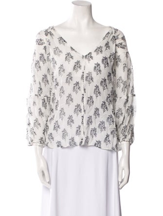 A.L.C. Printed V-Neck Blouse