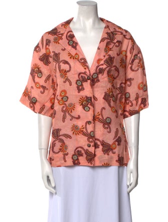 A.L.C. Linen Printed Blouse