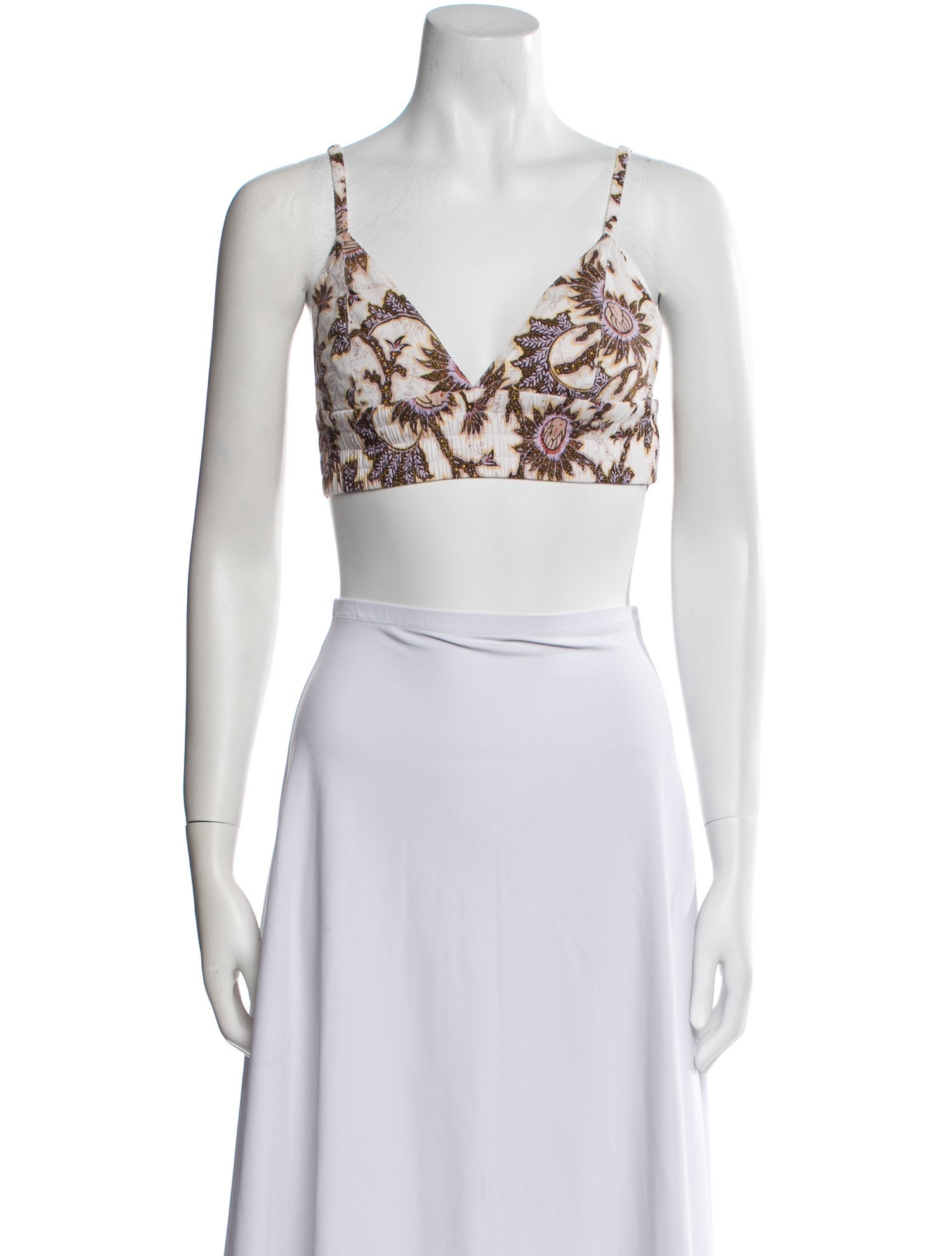 A.L.C. Printed V-Neck Crop Top