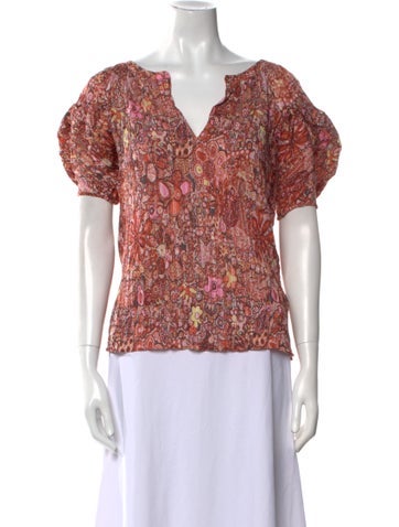 A.l.c. Tops Printed V-Neck Blouse S