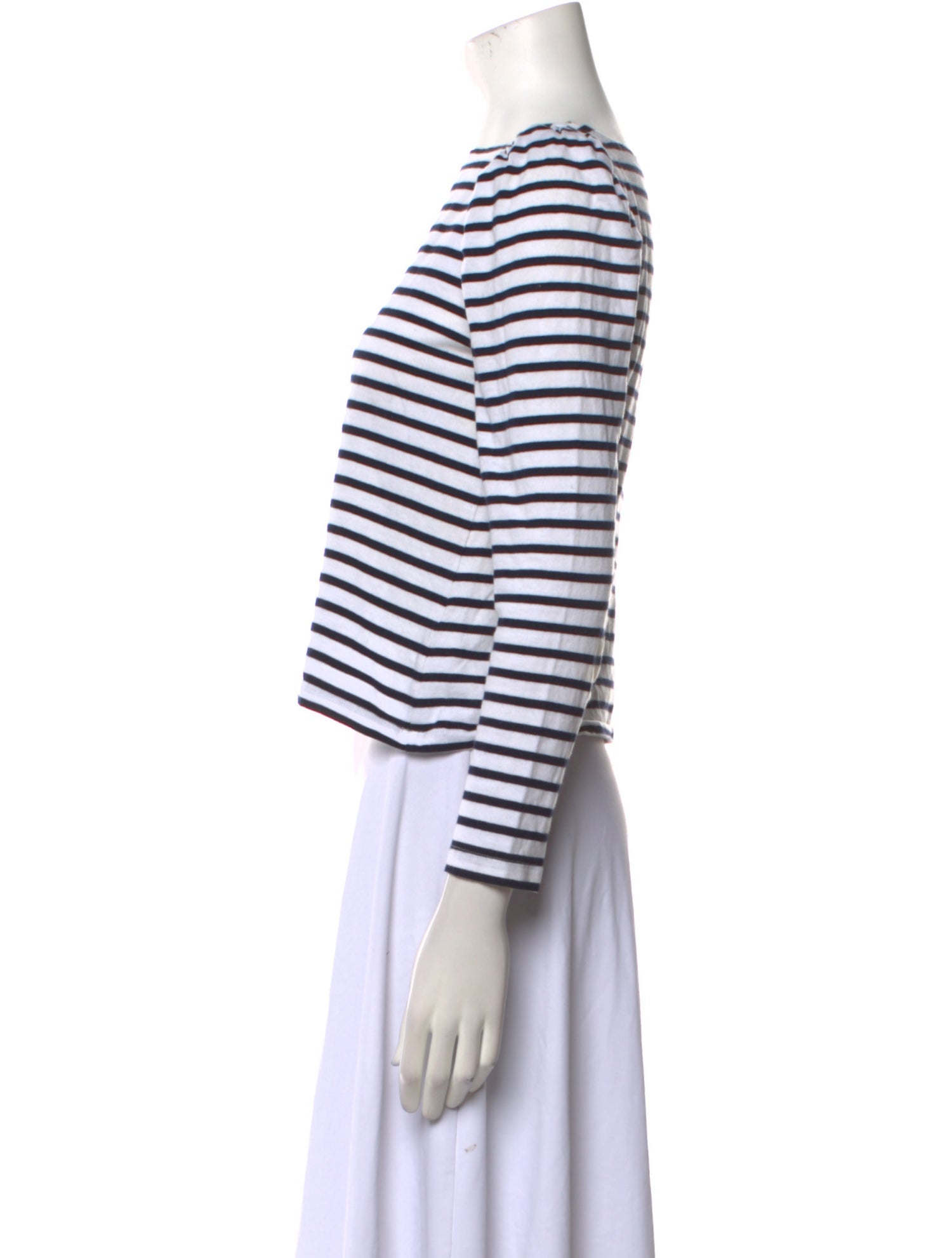A.L.C. Striped Bateau Neckline Crop Top