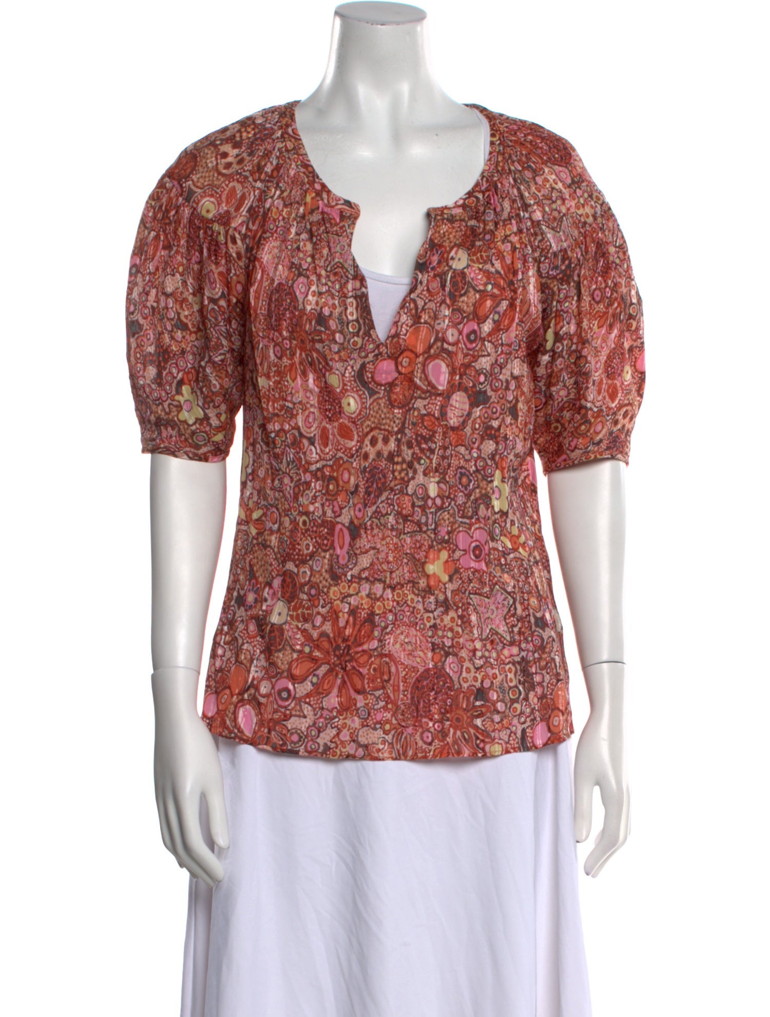 A.L.C. Printed V-Neck Blouse